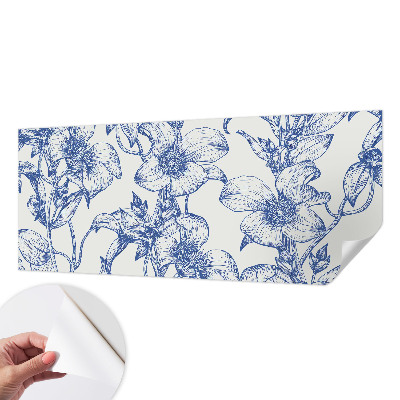 Zelfklevend fotobehang op maat met bloemtakken als patroon