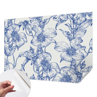 Zelfklevend fotobehang op maat met bloemtakken als patroon