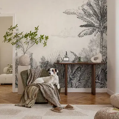 Fotobehang tienerkamer met een tropisch landschap
