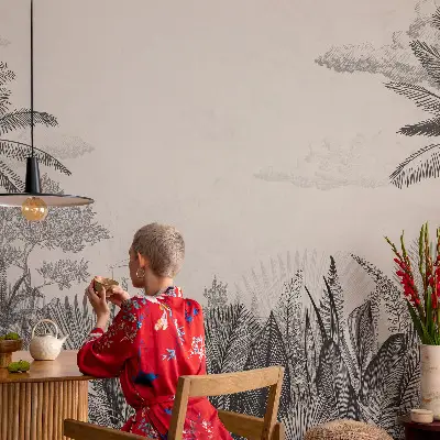 Fotobehang tienerkamer met een tropisch landschap