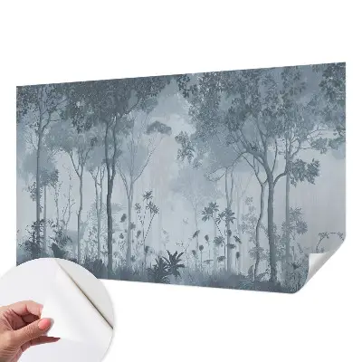Foto behang voor de keuken met een mystiek bosmotief