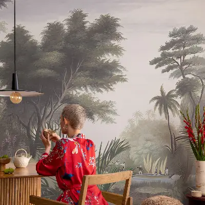 Foto behang voor de keuken met een exotisch landschap