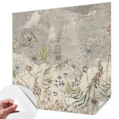 Fotobehang zelfklevend met een patroon van wilde planten
