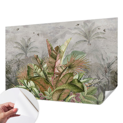 Foto behang voor de kinderkamer met een exotische jungleprint