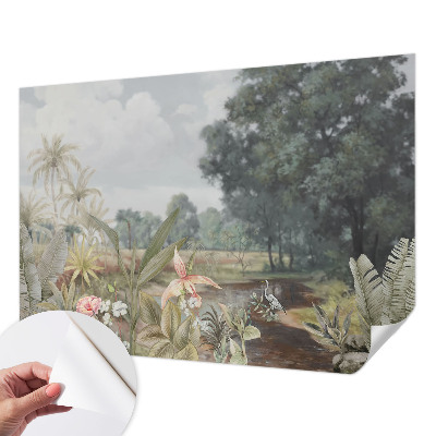 Fotobehang babykamer met een exotisch landschap
