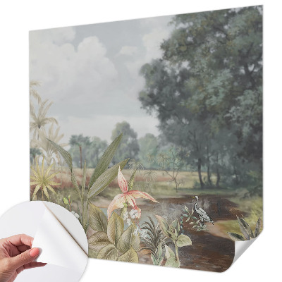 Fotobehang babykamer met een exotisch landschap