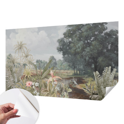 Fotobehang babykamer met een exotisch landschap