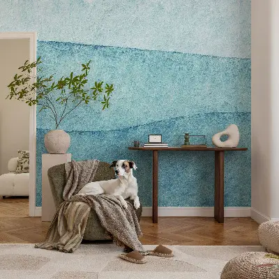 Fotobehang zelfklevend met een patroon van blauwe golven