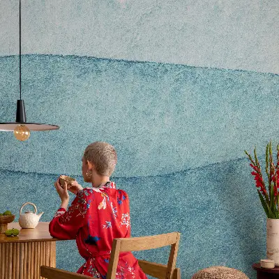 Fotobehang zelfklevend met een patroon van blauwe golven