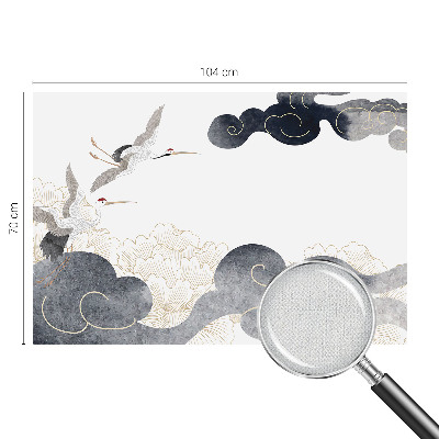 Foto behang voor de kinderkamer met een print van kraanvogels in vlucht