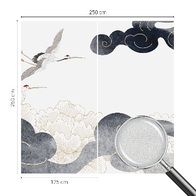 Foto behang voor de kinderkamer met een print van kraanvogels in vlucht