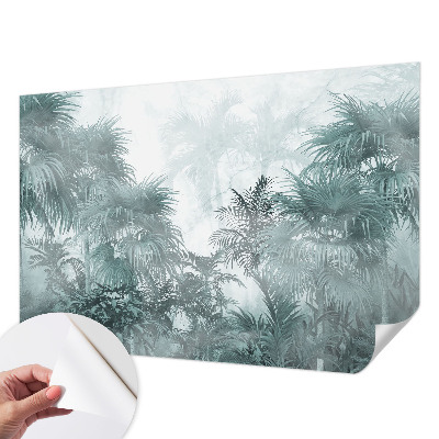 Fotobehang babykamer met een exotisch groen ontwerp