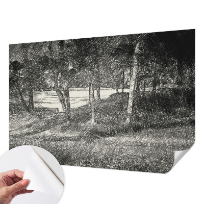 Zelfklevende behangsticker met een vredig landschap