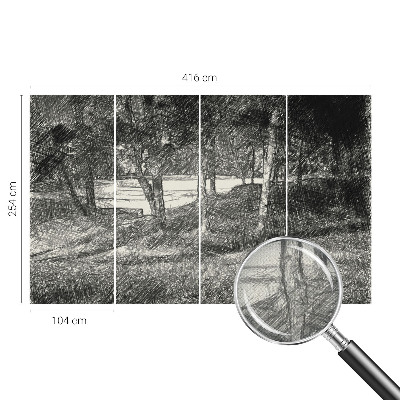 Zelfklevende behangsticker Een vredig landschap