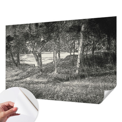 Zelfklevende behangsticker met een vredig landschap