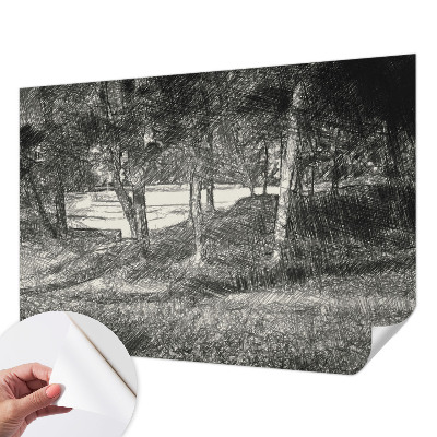 Zelfklevende behangsticker met een vredig landschap