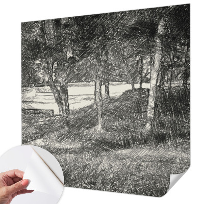 Zelfklevende behangsticker met een vredig landschap
