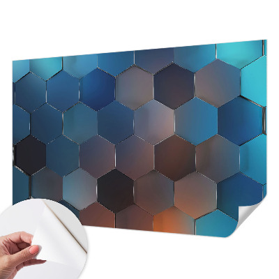 3D fotobehang Blauwe zeshoeken