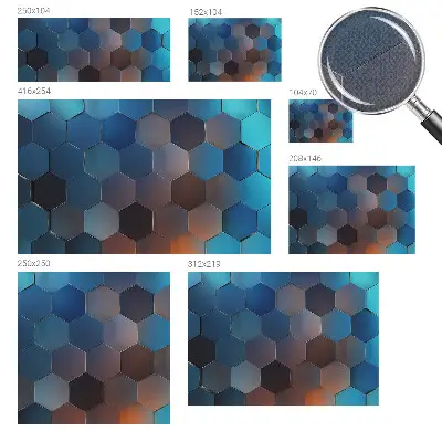 3D fotobehang met blauwe zeshoekpatroon