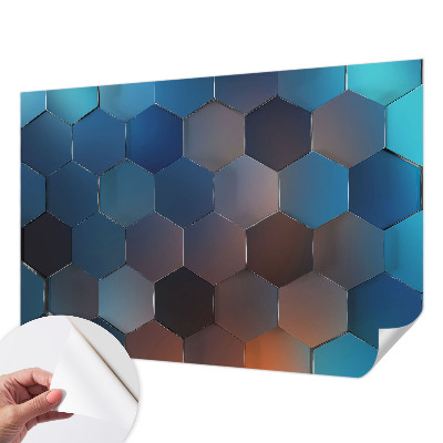 3D fotobehang Blauwe zeshoeken