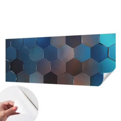 3D fotobehang met blauwe zeshoekpatroon