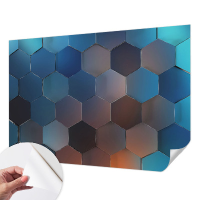 3D fotobehang Blauwe zeshoeken