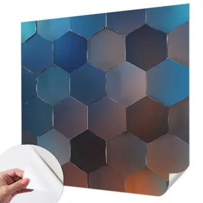 3D fotobehang met blauwe zeshoekpatroon