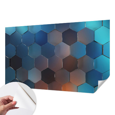 3D fotobehang Blauwe zeshoeken