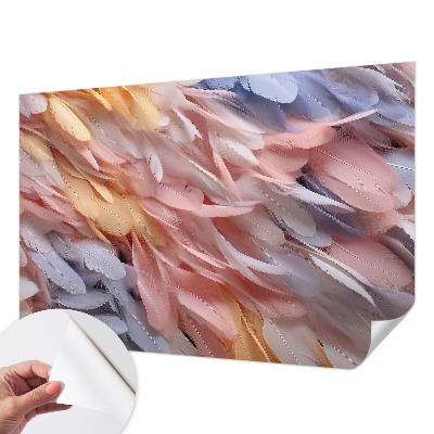 Fotobehang voor kinderkamer met pastelkleurige veren