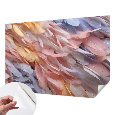 Fotobehang voor kinderkamer met pastelkleurige veren