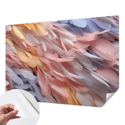Fotobehang voor kinderkamer met pastelkleurige veren