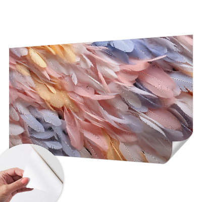 Fotobehang voor kinderkamer met pastelkleurige veren