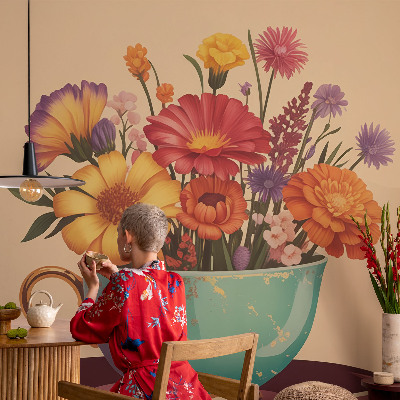 Fotobehang zelfklevend met een kleurrijk boeket als motief