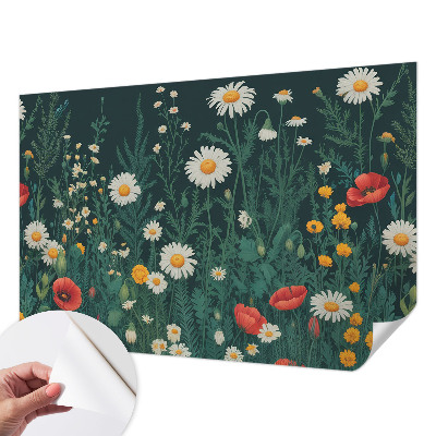 Zelfklevend fotobehang met een ontwerp van wilde bloemen