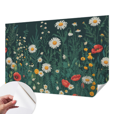Zelfklevend fotobehang met een ontwerp van wilde bloemen