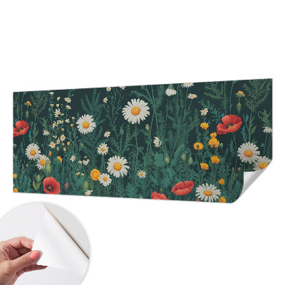 Zelfklevend fotobehang met een ontwerp van wilde bloemen