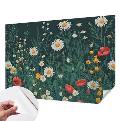 Zelfklevend fotobehang met een ontwerp van wilde bloemen