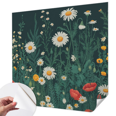 Zelfklevend fotobehang met een ontwerp van wilde bloemen
