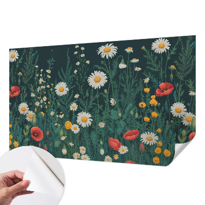 Zelfklevend fotobehang met een ontwerp van wilde bloemen