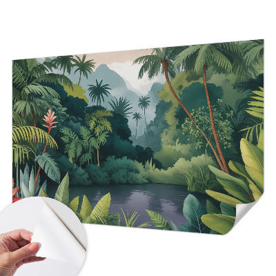 3D fotobehang met een exotisch landschap