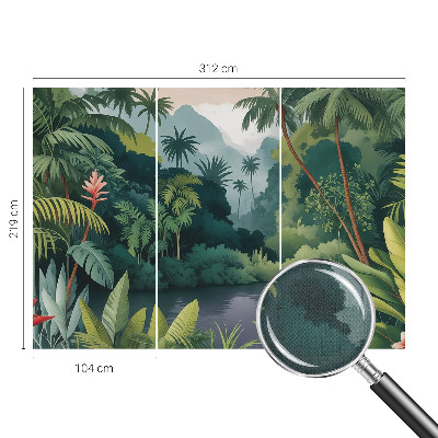 3D fotobehang met een exotisch landschap