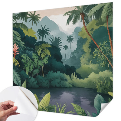 3D fotobehang met een exotisch landschap