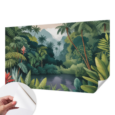 3D fotobehang met een exotisch landschap