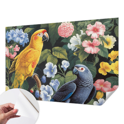 Fotobehang kinderkamer met exotische vogels als print