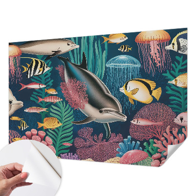 Fotobehang zelfklevend met onderwaterfauna als patroon