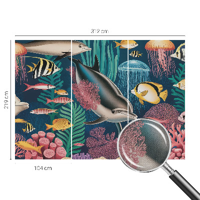 Fotobehang zelfklevend met onderwaterfauna als patroon