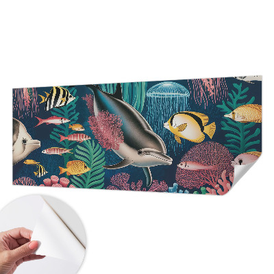 Fotobehang zelfklevend met onderwaterfauna als patroon