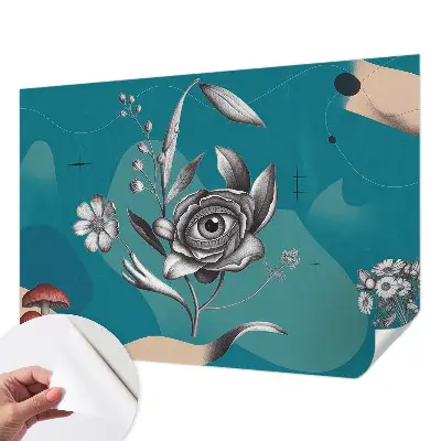 Zelfklevende behangsticker met een bloemmotief rondom het oog