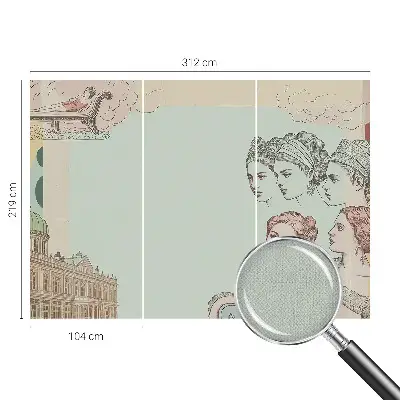 Zelfklevend fotobehang op maat met een klassieke collage als ontwerp