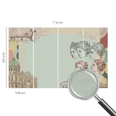 Zelfklevend fotobehang op maat met een klassieke collage als ontwerp